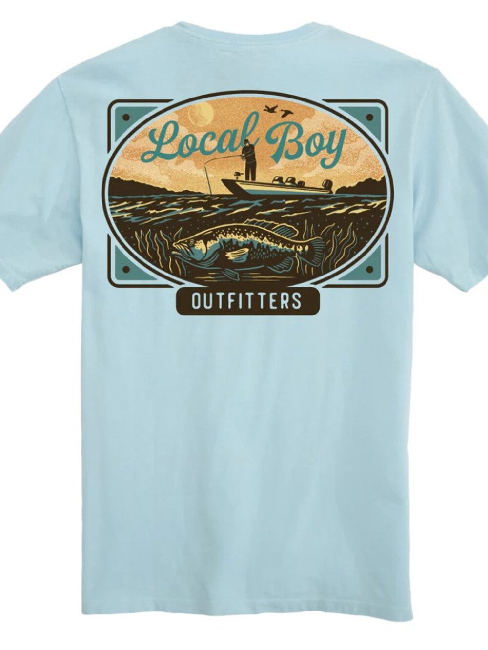 Local Boy Jon Boat Plate Chambray Short Sleeve Tee